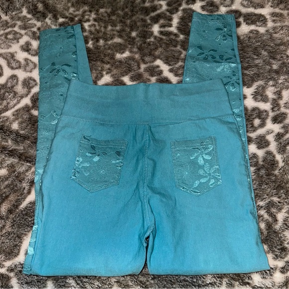 Blue Lace Jeggings - Picture 3 of 4